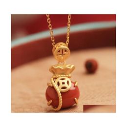 Other Fashion Accessories Original Little Lucky Money Bag Chinoiserie Natural South Red Agate Sterling Sier Ancient Gold Bone Lock N Otfmt