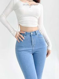 Women's Jeans New high-quality high stretch jeans women's tight fitting high waisted peach buttocks pencil pants European and American sexy styles Z230728