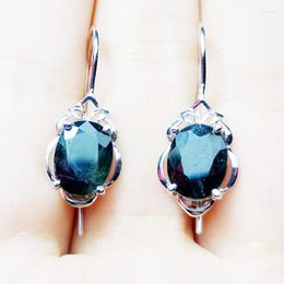 Dangle Earrings Natural Real Black Sapphire Drop Earring 925 Sterling Silver 2.2ct 2pcs Gemstone Fine Jewellery C212206