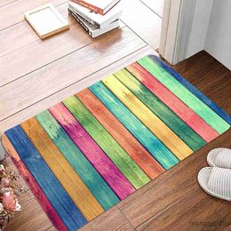 Carpets Modern Door Mat Entrance Doormat Wood Grain Home Hallway Floor Decoration Living Room Carpet Bathroom Anti Slip Rug R230728