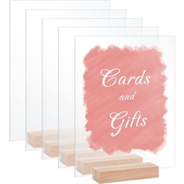 Other Event Party Supplies 10/20 Pack Clear Acrylic Sheet with Wood Stand Acrylic Wedding Sign Blank with Holder DIY Acrylic Table Card Wedding Banquet 230728