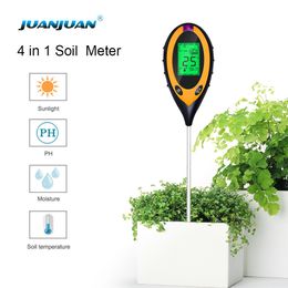 PH Metres Professional Soil PH Metre 4 In 1 LCD Display Temperature Solar Moisture PH Garden Sunlight Tester for Gardening with Backlight 230728