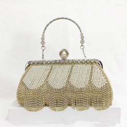 Evening Bags Tassel Rhinestones Clutch Beading Lady Diamonds Small Purse Wedding Party Chain Shoulder Handbags B414