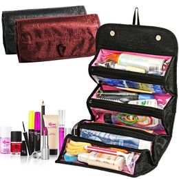 Cosmetic Bags Cases ROLLNGO Cosmetics Organiser Makeup Bag Hanging Toiletries Pockets Compartment Travel Kit RollNGo Jewelry 230727