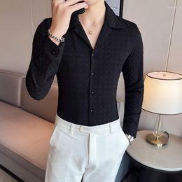 Men's Casual Shirts Plus Size 4XL-M Autumn Long Sleeve Shirt For Men Clothing 2023 Simple Turn Down Collar Slim Fit Formal Dress Man Sale