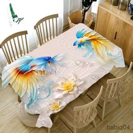 Table Cloth Peony Flower Living Room Tablecloth Home Dining Table Kitchen Decoration Antifouling Tablecloth Rectangular Printing Table Mat R230726