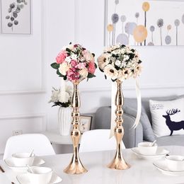 Candle Holders Metal Holder Wedding Flower Vase Simulation Silk Ball Centrepiece Home Party Table Art