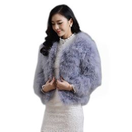 Women's Fur Faux Fur 13 colors fashion sexy Ostrich wool turkey fur 2021 wool coat feather fur short jacket angelababy free shipping HKD230727
