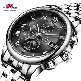 TEVISE Mens Watches Men Automatic Mechanical Watch Self Wind Stainless steel Business Military Wristwatch Relogio Masculino283h
