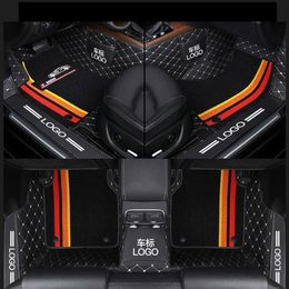 Custom Fit Car Floor Mats Waterproof Leather ECO friendly Material Specific For Car Double Layers 3 Pcs Full set With Logo Black2637