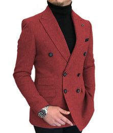 Men's Suits Blazers Formal 2023 Burgundy Red Grey Lapel Tux Men Slim Fit Coat Jacket Custom Made For Wendding Party Woollen cloth 230728