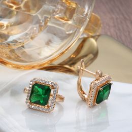 Stud 18k rose gold Vintage Emerald Diamond earrings For Women Genuine Jewellery Wedding Anniversary Resizable earring Gift Wholesale 230727