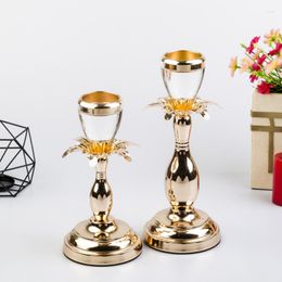 Candle Holders Light Luxury Electroplating Golden Holder Home Living Room Porch Dining Table Decoration Transparent Acrylic Cup