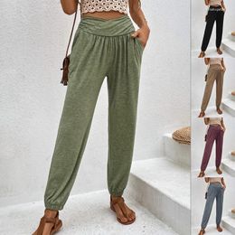 Women's Pants High Waisted Pant Women Grey Sweatpants Bloomers Loose-fitting Feet Casual Thin Wild Sport Trousers Female
