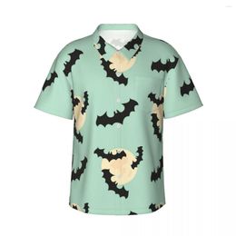 Men's Casual Shirts Shirt Cute Bats With Moon Short Sleeve Summer Men Turn-down Collar Button Clothing