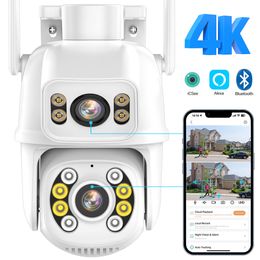 Pinhole Cameras 4K 8MP Dual Lens IP Camera Outdoor Security Wifi PTZ 4MP HD Auto Tracking Video Surveillance CCTV P2P iCsee APP 230727