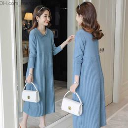 Maternity Dresses Autumn Thick Warm Knitted Pregnant Women's Long Dress Pregnant Women's Winter Fold Pregnant Women's Z230731