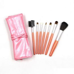 Bath Tools Accessories Designer Makeup Brushes 7 Pcs Brush Set Black Brown Pink Purple Sier Gold Colour Professional Travel Woman M Dht3M