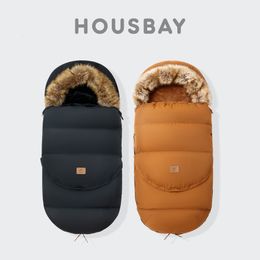Sleeping Bags Baby Bag In Stroller Winter Windproof Fur Collar Removable 2 Styles Footmuff 0 36 Months For Cart Basket born 230727