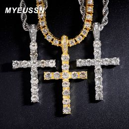 Chokers Iced Out Ankh Cross Pendant Necklace Choker Chain Necklace Women Hip-Hop Jewellery For Men Tennis Chain Fashion Link Gift 230728