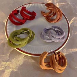Hoop Earrings South Korea's Velvet Circle C-shaped For Commuting Versatile Plush Temperament Women's
