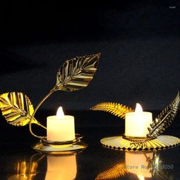 Candle Holders Wrought Iron Leaf Holder Metal Candlestick Party Background Decoration For Wedding Holiday Home