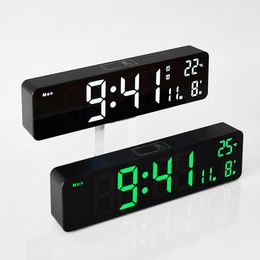 Wall Clocks Display Alarm Week Desktop Wall-mounted Control Time Date Standing Snooze Decor Voice Temp Digital Home Clock Table