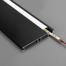 1.5m/pcs Direct Selling Aluminum Alloy LED Skirting Line Corner Bead Sandblasted Black Grain for Wall Skirting