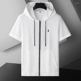 Men's T Shirts Arrival Suepr Large Spring Summer Cardigan Top Fashion Casual Thin T-shirt Hooded Protection Clothing Plus Size XL-7XL