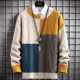 Men's Sweaters 2023 Winter Fashion Patchwork Loose Knitted Sweater Men Streetwear High End Mens Christmas Pullovers Keep Warm Pull Homme