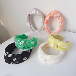 Elegant Flower Embroidery Wide-brimmed Headband Fashion Knot Hairband For Women Hair Accessories Headwear