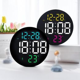 Wall Clocks Led Round 3D Large Screen Clock Digital Remote Control Temperature Humidity Date Display Alarm Modern Home Decoration