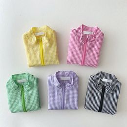 Jackets Kids for Girls Clothes Coat Outwear Summer Long Sleeve Plaid Print Sunscreen Windbreaker Boy Beachwear 230728