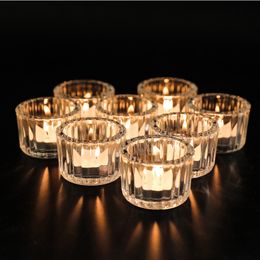 Transparent Glass Candle Holder Clear Glass Taper Candle Holders Candle Holders for Pillar Candle Tealight Votive for Centrepiece Table Decorations