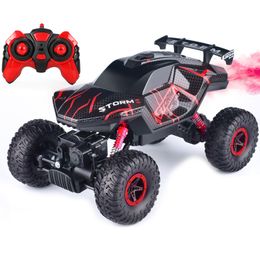 Electric/RC Car Paisible 4WD Electric RC Car Mist Spray Smoke Exhausting Rock Crawler 4x4 Drive Off Road Radio Remote Control Toys For Boys 8224 230728