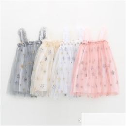 Girl'S Dresses Ins Baby Girls Tutu Kids Sling Sequins Star Skirt Summer Party Elegant Solid Colour Agaric Lace Gauze 4 Colours Drop De Dhypk