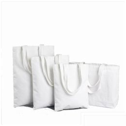 Sublimation Blanks Wholesale Tote Bags Blank Polyester Totes Canvas Reusable Grocery 12Oz For Diy Crafting And Decorating Drop Dhniy D Dhxe6