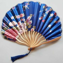 Chinese Style Products Hand Fold Fan Vintage Style Bamboo Wood Flower Chinese Artificial Pink Wedding Girl Man Dance Decorate Home