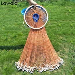 Fishing Accessories Lawaia Fishing Net Fish Mesh Hand Throwing Net Outdoor Fishing Tackle Tool Galvanized Steel Casting Network Model 240/300/600 230729