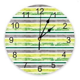 Wall Clocks Yellow-green Watercolor Gradient Bedroom Clock Large Modern Kitchen Dinning Round Living Room Watch Home Decor