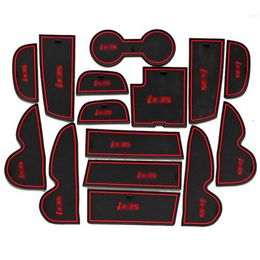 15pcs Non-Slip Rubber Interior Car Door Armrest Storage Panel Mat Cup Holder Slot Pad Cover Sticker For Hyundai IX35 2013-2015174H