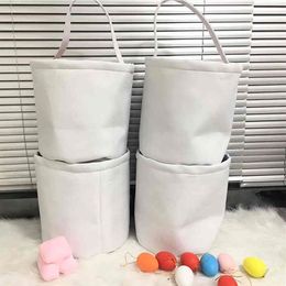 50PC Whole DIY Sublimation Easter Bucket White Blanks Basket Candy Toy Tote Handbag Festival Easter Decoration For Party Gift 2532