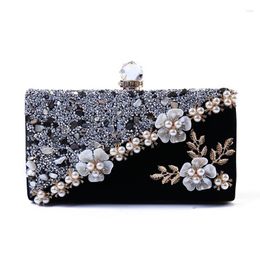 Evening Bags Vintage Velvet Women Bag 2023 Crystal Female Bridal Wedding Handbag Flower Clutches Bolsas