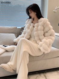 Women's Fur Faux Fur Autumn Winter Women Elegant Mink Coats Korean Fashion Fluffy Faux Fur Coat Casual Thick Warm Outerwear Female Sweet Jacket Tops HKD230727