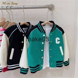 Jackets Fashion Baby Girl Boy Baseball Jacket Zipper Infant Toddler Child Bomber Coat Autumn Spring Baby Outwear Baby Clothes 110Y J230728