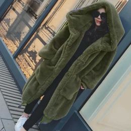 Women's Fur Faux Fur Winter Oversized Coats Hoodies Outwear Hooded Fluffy Coat Faux Fur Loose Coat Women Parka Long Warm Jacket HKD230727