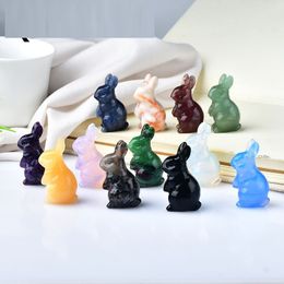 Cute Rabbit Natural Crystal Quartz Rocks Gem Mineral Animal Mini Stone Carving Healing Reiki Home Decor Craft Figurines Gift 20x40mm