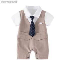 Baby Boy Gentleman White Shirt Vest Bowtie Tuxedo Onesie Jumpsuit Overall Romper Baby Outfits for Boys Baby Winter Clothes Boy L230712