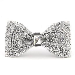 Sparkly White Rhinestone Wedding Mens Bow Tie Fashion Diamond Man Bow Ties Real Pos Tuxedos Groom In Stock 269G