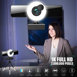 Webcams Computer Peripherals Webcam 4K Web Camera with Microphone LED Light Mini for Streaming Video Laptop PC R230728